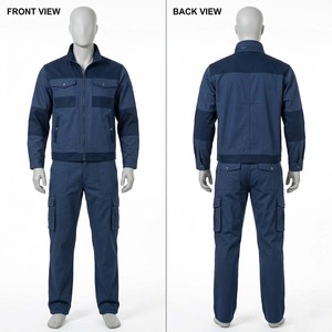 Tenue de Travail Homme Premium en Polycoton Sergé 250 GSM Bleu Marine avec Panneaux Contrastants, Ensemble Cargo Robuste Personnalisable avec Logo pour Usage Industriel - Product Image 1