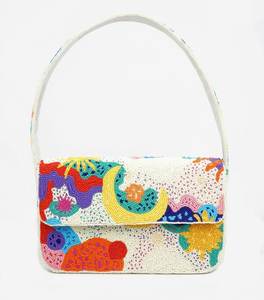 Beaded Abstract Art Clutch Handmade Flap Closure Evening Party Bag - Product Image 2
