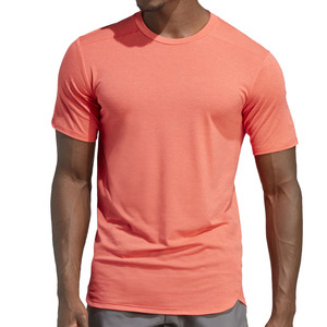 Men's <b>Coral</b> Short Sleeve T-Shirt Slim Fit O-Neck Quick Dry Knitted Polyester Casual Solid Color <b>Top</b> - Product Image 1