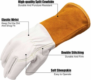 Guantes de Seguridad de Cuero, Textura Lisa, Resistentes al Calor, Duraderos, con Puño Tejido, Impermeables, Antivibración, Protección Laboral - Product Image 6