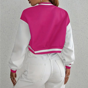 Chaqueta Varsity Corta Acolchada para Mujer, Bordado Personalizado en Crochet, Manga Larga, Cuero Vacuno, Transpirable y Ecológica - Product Image 6