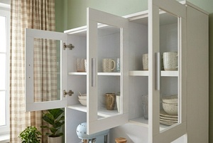 Meuble de cuisine moderne Essence K411 avec panneaux de particules et MDF, plateau de table, tiroir, étagère de boulanger, support pour micro-ondes, chêne blanc, noyer - Product Image 2