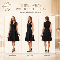 Robe de travail pour femme, coupe évasée, avec ceinture