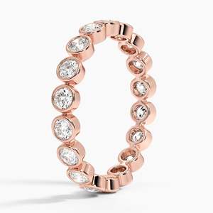 Round Diamond Bezel Eternity Band Wedding <b>Ring</b> Minimalist Stackable Anniversary Band Fine Jewelry Gift for Her - Product Image 3