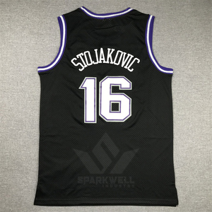 Maillot de basket-ball noir pour homme, sans manches, en maille respirante, polyester, numéro personnalisé 16, coupe classique, uniforme de sport d'équipe pour adulte - Product Image 1