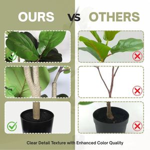 Albero di Ficus Lyrata Artificiale Real Touch da 180 cm per Interni, Casa, Ufficio, Soggiorno, Angolo Decorativo con Vaso in Plastica Nera - Product Image 3