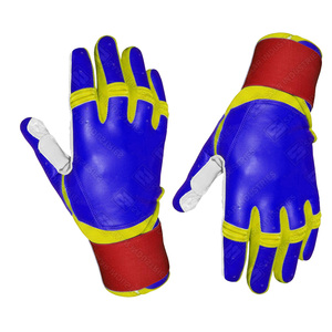 Gants de frappeur en cuir SAAR INDUSTRIES bleus, blancs, jaunes, rouges, avec fermeture auto-agrippante, durables, unisexes, pour entraînement adulte - Product Image 4