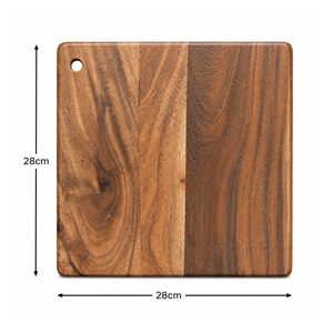 Planche à découper en bois d'acacia rectangulaire, antidérapante, bloc de découpe de cuisine 28x28cm, antibactérienne, durable, plateau de préparation et de service alimentaire - Product Image 4