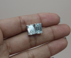 14K Gold 4 Ct Lab Grown VS <b>Emerald</b> Cut Diamond <b>Stud</b> Earrings for Women IGI Certified Minimalist Luxury Jewelry Party Gift - Product Image 1