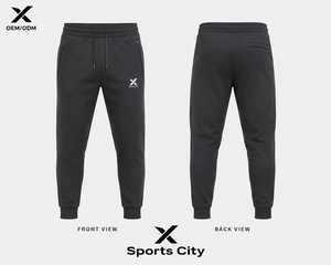 Pantalon de jogging athlétique et fuselé noir en molleton pour homme X Sports City avec logo personnalisé, design minimaliste, respirant, coupe régulière, idéal pour l'automne - Product Image 1