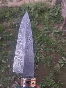 Cuchillo de Chef Burraq Jexmoo, Forjado a Mano en Acero de Damasco, Mango de Resina Azul, para Mano Derecha, Cuchillo de Cocina Tradicional - Product Image 2