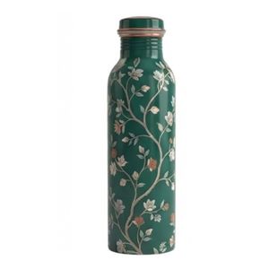 100% Pure Copper <b>Water</b> <b>Bottle</b> Blue and <b>White</b> Floral Printed Indian Ayurvedic Leak Proof Metal Drinking <b>Bottle</b> with Leakproof Cap - Product Image 2