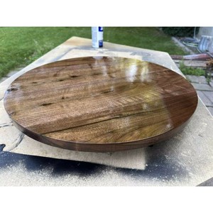 Wooden Lazy Susan Round Handmade Polished Minimalist Design Solid Wood Dishes & <b>Plates</b> - Product Image 5