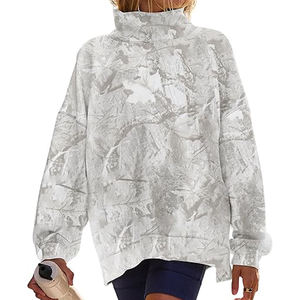 Suéter de Cuello Alto para Mujer, Color Blanco Menta con Rayas, Hombros Caídos, Mangas Anchas y Ribete Blanco en el Bajo, para Ropa Casual de Calle - Product Image 2