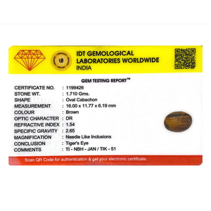 Certified 8.55 Carat Natural Tiger Eye Gemstone-Lab Created Color Change 10mm-Wholesale Quality - Product Image 4