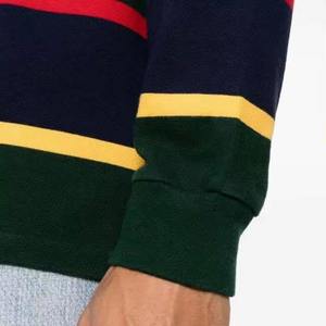 2026 Excellent Quality Men's Slim Fit <b>Stripped</b> Polo Shirts Custom Embroidery Logo Full Sleeve Long Sleeve Men's Wear Polo Shirts - Product Image 6