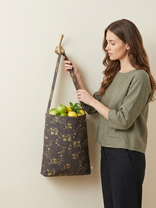 Wholesale Reusable High Quality 2026 Carry <b>Bag</b> Long Shoulder Handle Floral Print Cotton <b>Tote</b> <b>Bag</b> <b>Grey</b> Color Open Top <b>Tote</b> <b>Bag</b> - Product Image 2