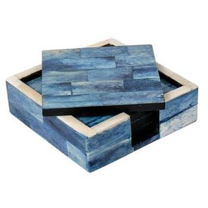 Ensemble de sous-verres en bois rustiques et écologiques à motifs floraux, exportés par Craft World Uttar Pradesh pour la décoration de table à la maison, pour tasses à café et thé - Product Image 2