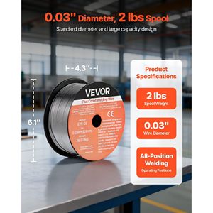 Filo per saldatura MIG a nucleo flessibile E71T-GS da 0,03 pollici, senza gas, 2 libbre, per saldatura ad arco in tutte le posizioni su acciaio dolce, a bassa schizziatura - Product Image 2