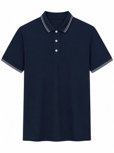 Chemise Homme Manches Courtes en Coton Piqué Couleur Unie Boutonnée Style Décontracté Coupe Classique Tissu Tricoté Respirant 180g Logo Avant - Product Image 1