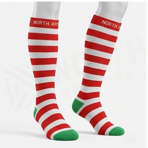 North Approach <b>Knee</b> <b>High</b> Striped <b>Socks</b> Red White Green Toe Breathable Casual Adult Winter <b>Socks</b> - Product Image 3