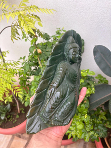 Statue de Bouddha dormant en jade naturel, 10,5 pouces |   Sculpture de Bouddha allongé sculptée à la main |   Décoration de méditation |   Fournisseur en gros - Product Image 4