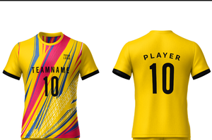 Ensemble de maillots de football personnalisés pour hommes, qualité supérieure, 100 % polyester, sublimation, coupe classique, col rond, design géométrique uni, manches courtes - Product Image 2