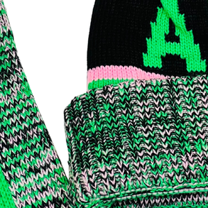 AKA Black <b>Beanie</b> <b>Hat</b> With Pom Green Embroidered Letter Knit Winter Cap Warm Casual Fashion Headwear Stylish <b>Hat</b> for <b>Men</b> Women - Product Image 2