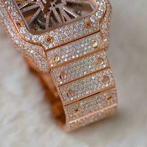 Montre automatique BOJ CATie.R006 squelette en alliage de verre et acier inoxydable, entièrement sertie de diamants VVS et de moissanite, mouvement automatique, 41MM - Product Image 3