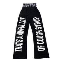 Pantalon large décontracté pour homme, taille mi-haute avec cordon de serrage, en toile délavée à l'acide noir, style streetwear éco-responsable, motif 'That's Awful Lot Cough Syrup'