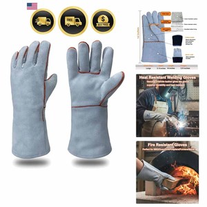 Guantes de Soldadura de Cuero Vacuno de Alta Resistencia para Seguridad Industrial, Resistentes a la Abrasión, para Bomberos y Construcción - Product Image 6