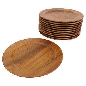 Assiette de service ronde en bois foncé écologique, style rustique, en acacia et noyer, pour dîner, mariage de luxe, hôtel. - Product Image 3