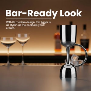 Jigger de mesure double face en acier inoxydable avec poignée - Outil de bar durable, réutilisable et écologique pour les barmans - Product Image 3