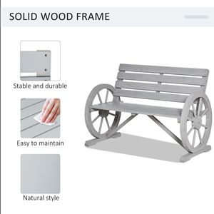 Panca Rustica a Forma di Ruota di Carro per 2 Persone, Grigio Antracite, Arredo da Giardino - Product Image 4