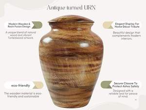Urne funéraire décorative en bois de frêne avec extérieur en bois poli et artisanat sophistiqué - Product Image 4