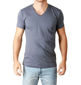 Derniers modèles de t-shirts décontractés pour hommes de haute qualité, t-shirts à col en V à manches courtes, t-shirts unis en coton 100% - Product Image 4