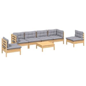 Conjunto de Muebles de Jardín de Madera de Pino Maciza con Tela (100% Poliéster) en Gris - Product Image 3