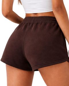 Customized Women Chocolate Brown Cotton Fleece <b>Shorts</b> Elastic Waist Casual Summer Lounge Wear Custom Manufacturer Premium - Product Image 2