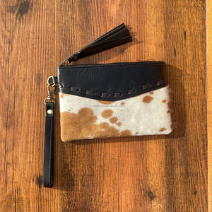 กระเป๋าสตางค์แบบพกพาสำหรับผู้หญิงกระเป๋าหนังวัวแบบเรียบง่ายสไตล์ตะวันตกมีซิปห้อยข้อมือหรูหราดีไซน์หนังแท้ - Product Image 2