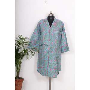 Camisón Kimono Bohemio de Algodón para Mujer, Estilo Indio, Largo Medio, con Cinturón y Botones Decorativos, Ajuste Holgado y Dulce - Product Image 3