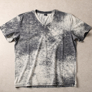 เสื้อยืดคอกว้างผู้ชาย ลายมัดย้อม ผ้าฝ้าย 100% แบบถัก สไตล์ลำลอง ล้างสีแบบแอซิด เสื้อยืดคอกว้างแขนสั้น ลายมัดย้อม - Product Image 1
