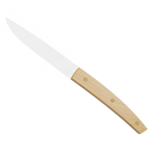 Couteaux à steak avec manche en bois, lame dentelée en acier inoxydable et triple rivet, pour la restauration et la maison - Product Image 3