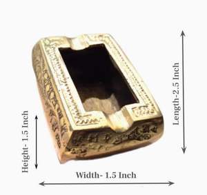 ที่เขี่ยบุหรี่ทองเหลืองโบราณทรงสี่เหลี่ยม ของตกแต่งวินเทจสำหรับวางบนโต๊ะ ของสะสม ของขวัญสำหรับผู้สูบบุหรี่ - Product Image 3