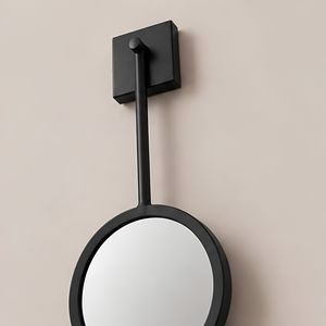 Miroir mural suspendu à double cercle, miroir mural rond avec cadre en métal noir, design réglable pour la décoration du salon, de la chambre à coucher et de l'entrée - Product Image 2