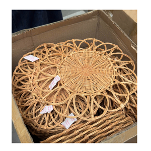 Set de table rond en bambou tissé à la main du Vietnam, 450 mm, style bohème, pour la décoration de la maison - Product Image 6