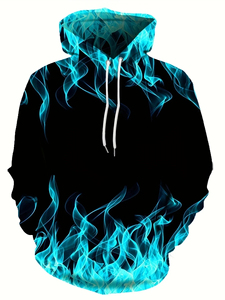 Creative Flame 3D Printed <b>Hoodie</b> for Men <b>Cool</b> Oversized Pullover Sweatshirt with Spring Autumn Style - Product Image 4