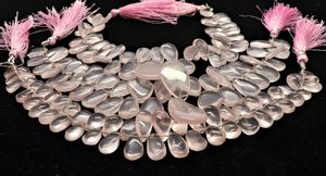AAA Natural Rose Quartz Smooth Pear Shape Briolette 7x11-8x12 MM Quartz <b>Gemstone</b> Beads 8 Inch Strand Smooth Rose Quartz Beads - Product Image 6