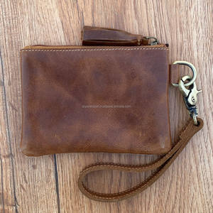 Vente chaude du fabricant pochette à fermeture éclair en cuir de vachette de luxe pour femmes gravure au laser portefeuilles multifonctionnels en cuir véritable vintage - Product Image 5