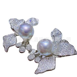 Boucles d'oreilles vintage haut de gamme à clip, perles naturelles en forme de diamant d'eau douce, clips d'oreille pour femmes, bijoux en gros - Product Image 5