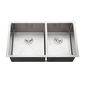 Cuenco doble de acero inoxidable hecho a mano, resistente a la oxidación, características reductoras de ruido para cocinas de alto tráfico, cuenco individual - Product Image 1